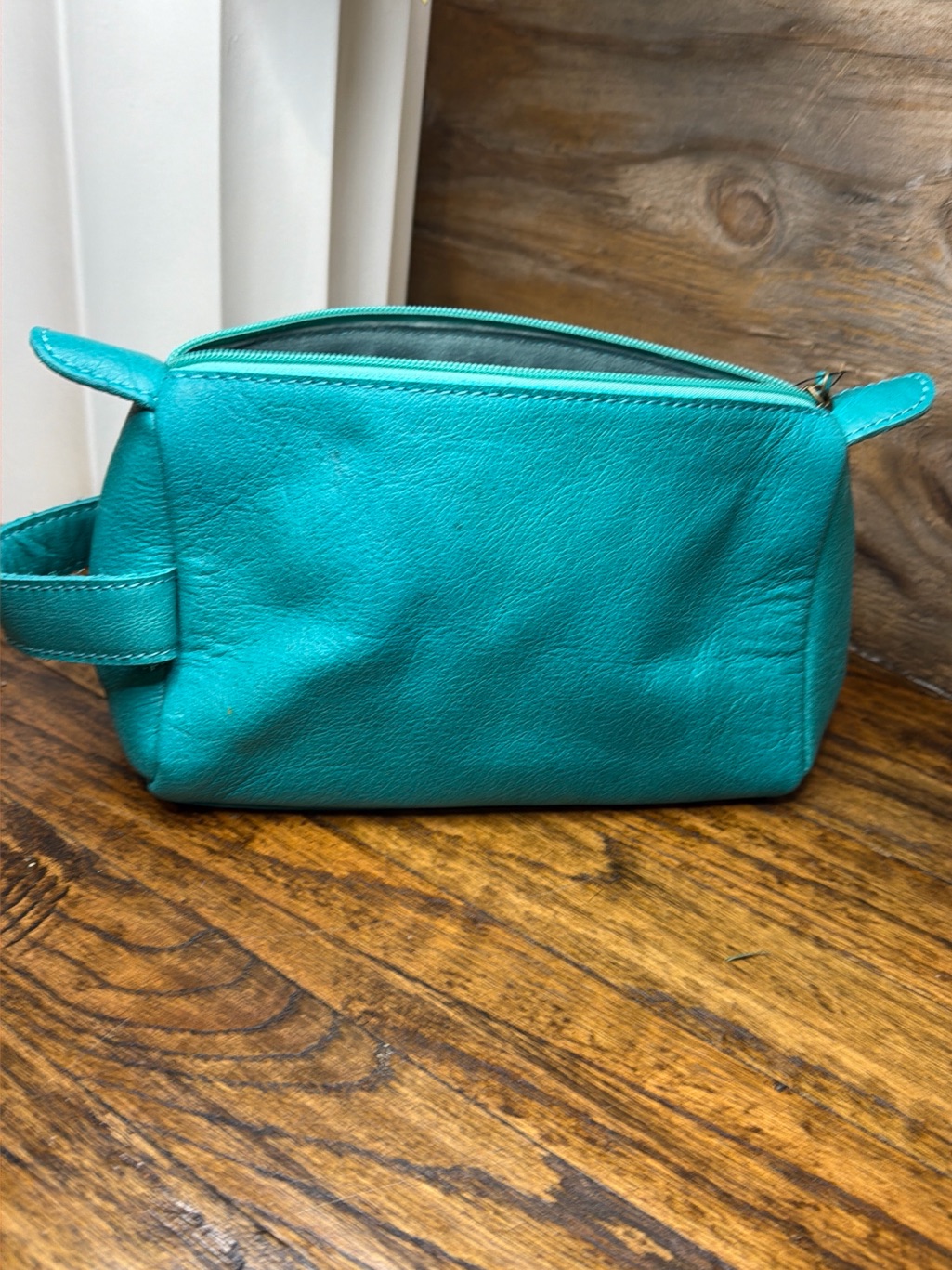 Classic Teal Leather Travel Pouch